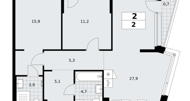 2-к. квартира, 75&nbsp;м²