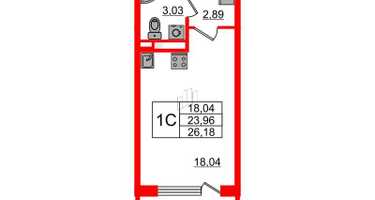 Студия, 23&nbsp;м²