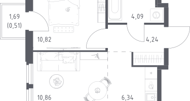 Студия, 36&nbsp;м²