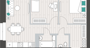 2-к. квартира, 51 м²