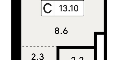 Студия, 13&nbsp;м²