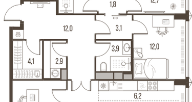 4-к. квартира, 104 м²