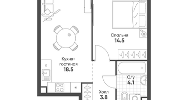 1-к. квартира, 40&nbsp;м²