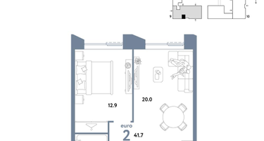 2-к. квартира, 41&nbsp;м²
