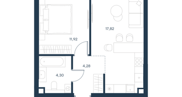 1-к. квартира, 38 м²