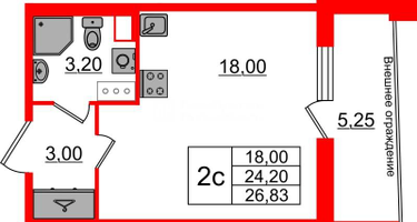 Студия, 24&nbsp;м²