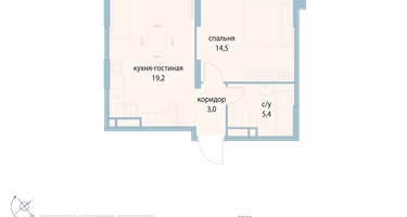 1-к. квартира, 42 м²