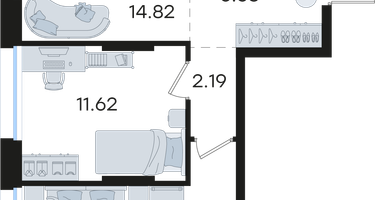 2-к. квартира, 54 м²