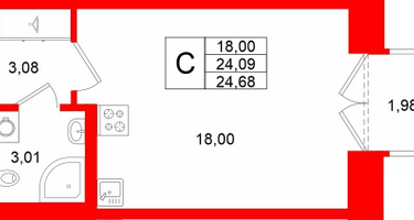 Студия, 24&nbsp;м²
