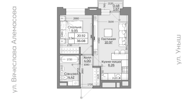 2-к. квартира, 36 м²