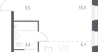 Студия, 24&nbsp;м²