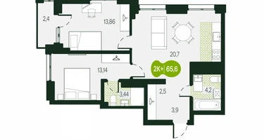 Студия, 65&nbsp;м²