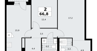 2-к. квартира, 66 м²