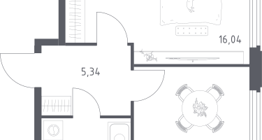 1-к. квартира, 37&nbsp;м²