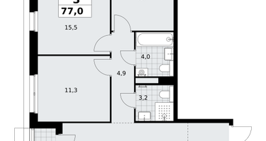 3-к. квартира, 77&nbsp;м²