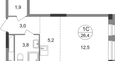 Студия, 26 м²