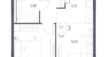 Студия, 34&nbsp;м²