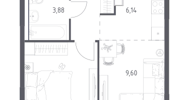 Студия, 34&nbsp;м²