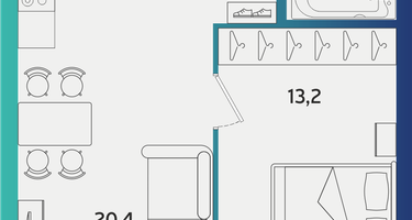1-к. квартира, 42&nbsp;м²