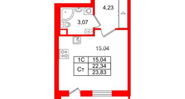 Студия, 22&nbsp;м²