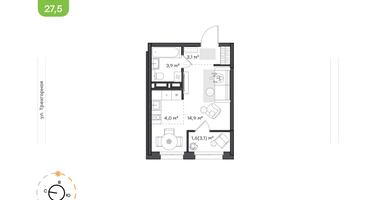 Студия, 27 м²