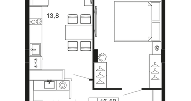 1-к. квартира, 43&nbsp;м²