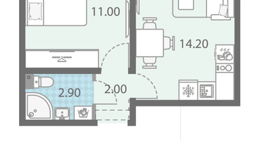 1-к. квартира, 29&nbsp;м²