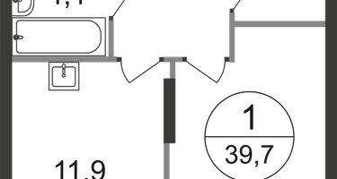 1-к. квартира, 39&nbsp;м²