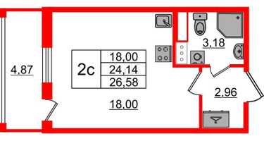 Студия, 24 м²