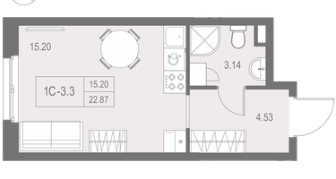Студия, 22&nbsp;м²