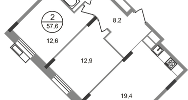 2-к. квартира, 57&nbsp;м²