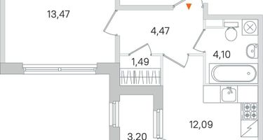 1-к. квартира, 37&nbsp;м²