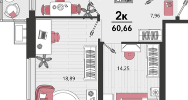 2-к. квартира, 60&nbsp;м²