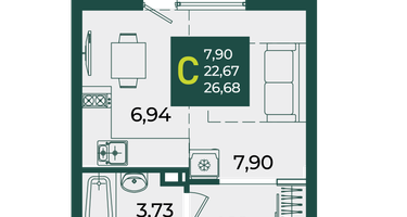 Студия, 26&nbsp;м²