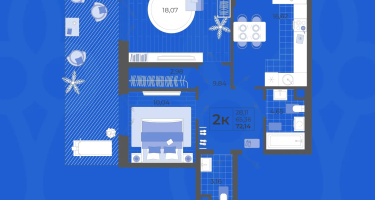 2-к. квартира, 65&nbsp;м²