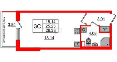 Студия, 24&nbsp;м²