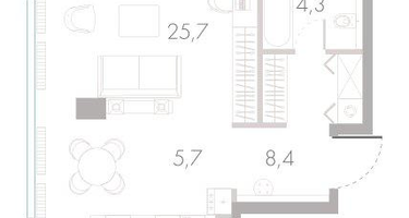 Студия, 45 м²