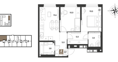 2-к. квартира, 50&nbsp;м²
