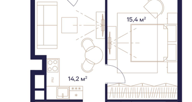 1-к. квартира, 43 м²