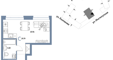 Студия, 29&nbsp;м²
