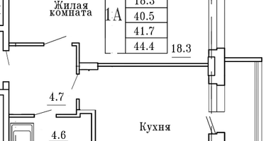 1-к. квартира, 40 м²