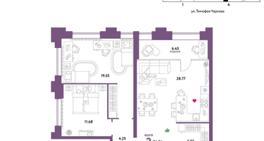 3-к. квартира, 86&nbsp;м²