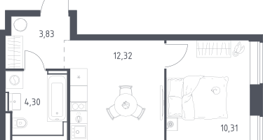 1-к. квартира, 30&nbsp;м²