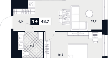 1-к. квартира, 48&nbsp;м²
