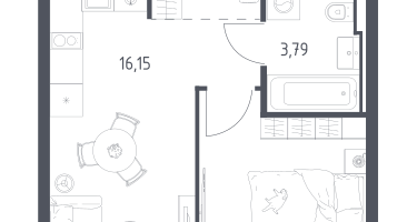 1-к. квартира, 32&nbsp;м²