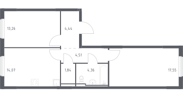 2-к. квартира, 60&nbsp;м²