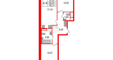 2-к. квартира, 60&nbsp;м²