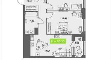 Студия, 66&nbsp;м²