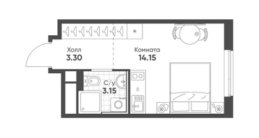 Студия, 20&nbsp;м²