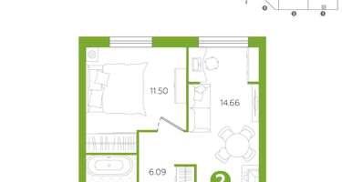 2-к. квартира, 36&nbsp;м²